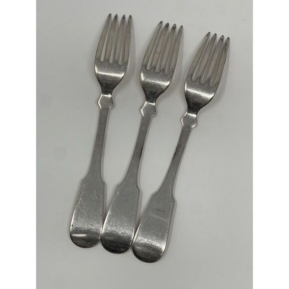 Rogers International Tipped 7 1/2” Dinner Forks Engraved Silverplate Set Of 3 - Picture 4 of 7